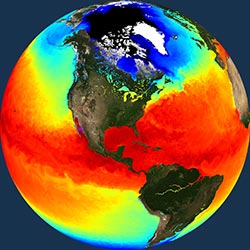 Globe icon / screenshot representing Ocean Temperature Measurement