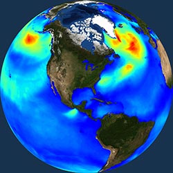 Globe icon / screenshot representing Ocean Waves Measurement