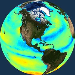 Globe icon / screenshot representing Ocean Winds Measurement